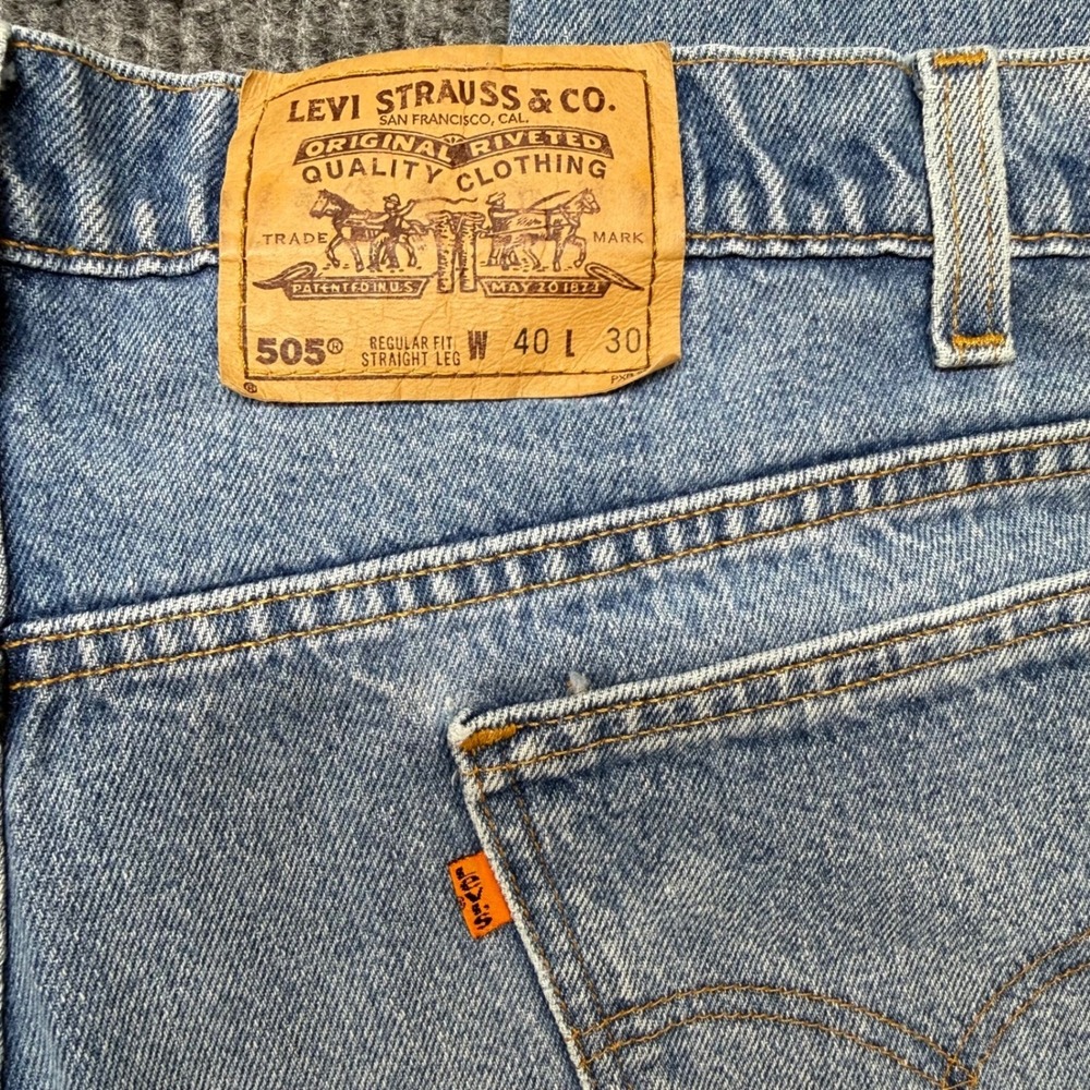 Vintage Levi's 505 Orange Tab Jeans Mens 40x30 38x29 Straight Leg 90s Grunge